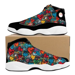 3D Wall Art Graffiti Style Hearts High-Performance Basketball Shoes