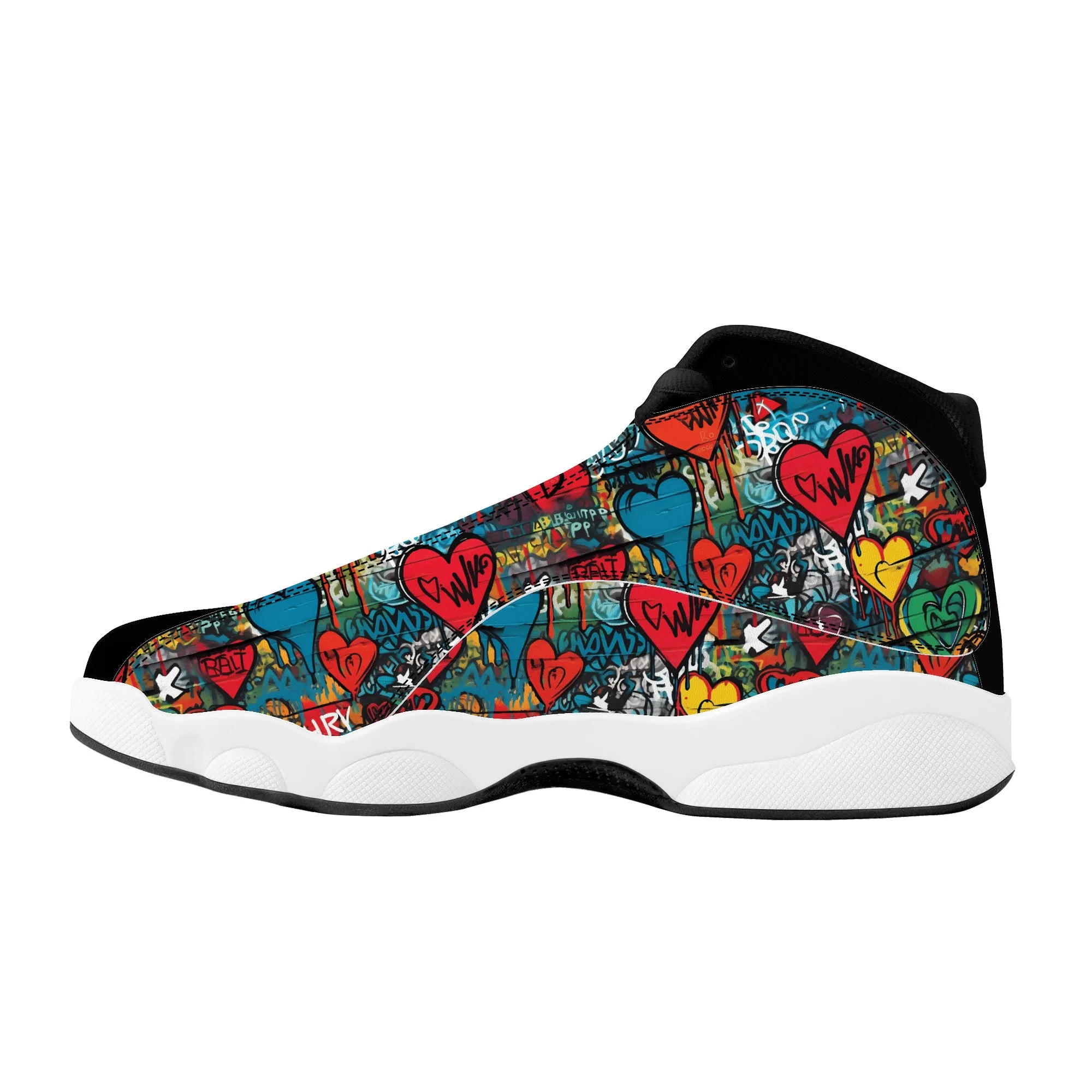3D Wall Art Graffiti Style Hearts High-Performance Basketball Shoes
