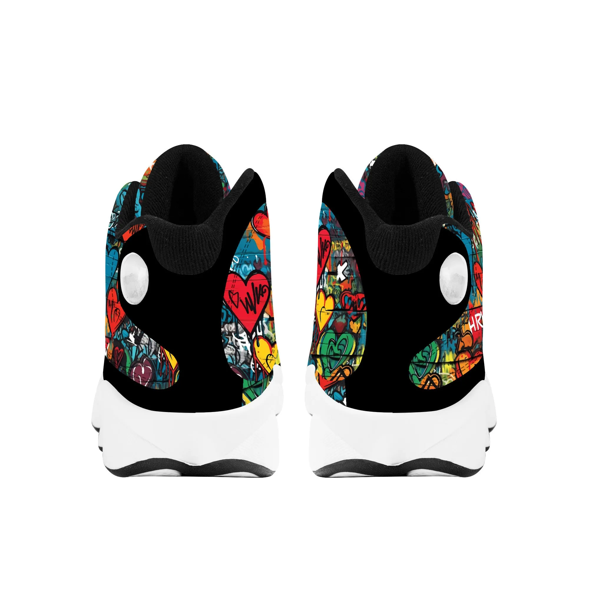 3D Wall Art Graffiti Style Hearts High-Performance Basketball Shoes