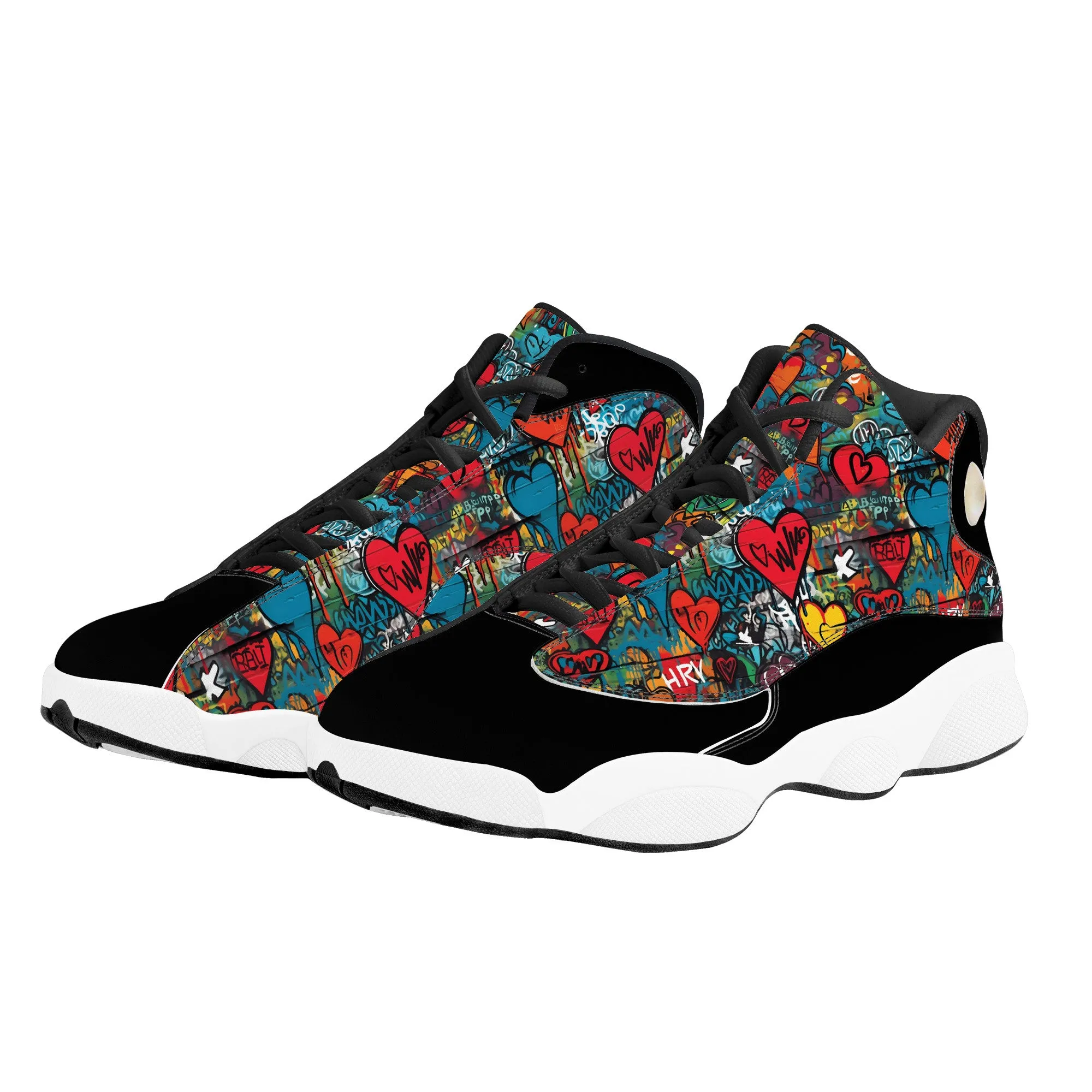 3D Wall Art Graffiti Style Hearts High-Performance Basketball Shoes