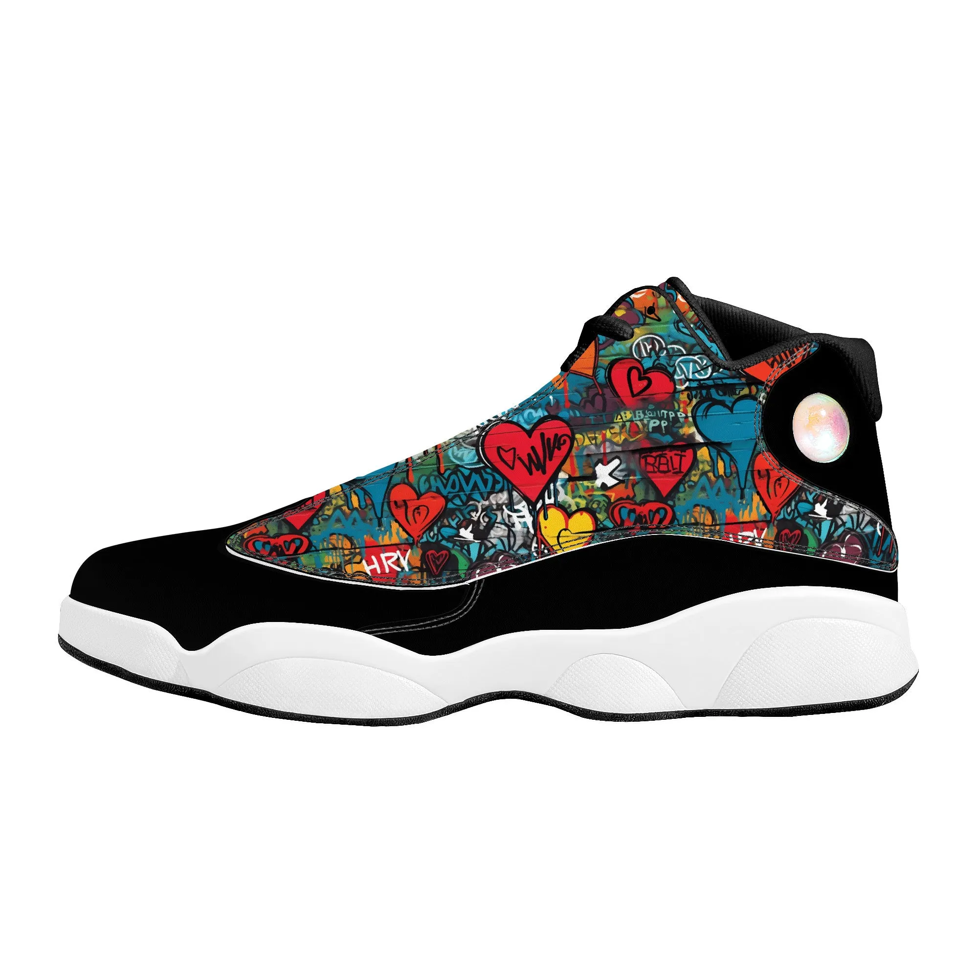 3D Wall Art Graffiti Style Hearts High-Performance Basketball Shoes
