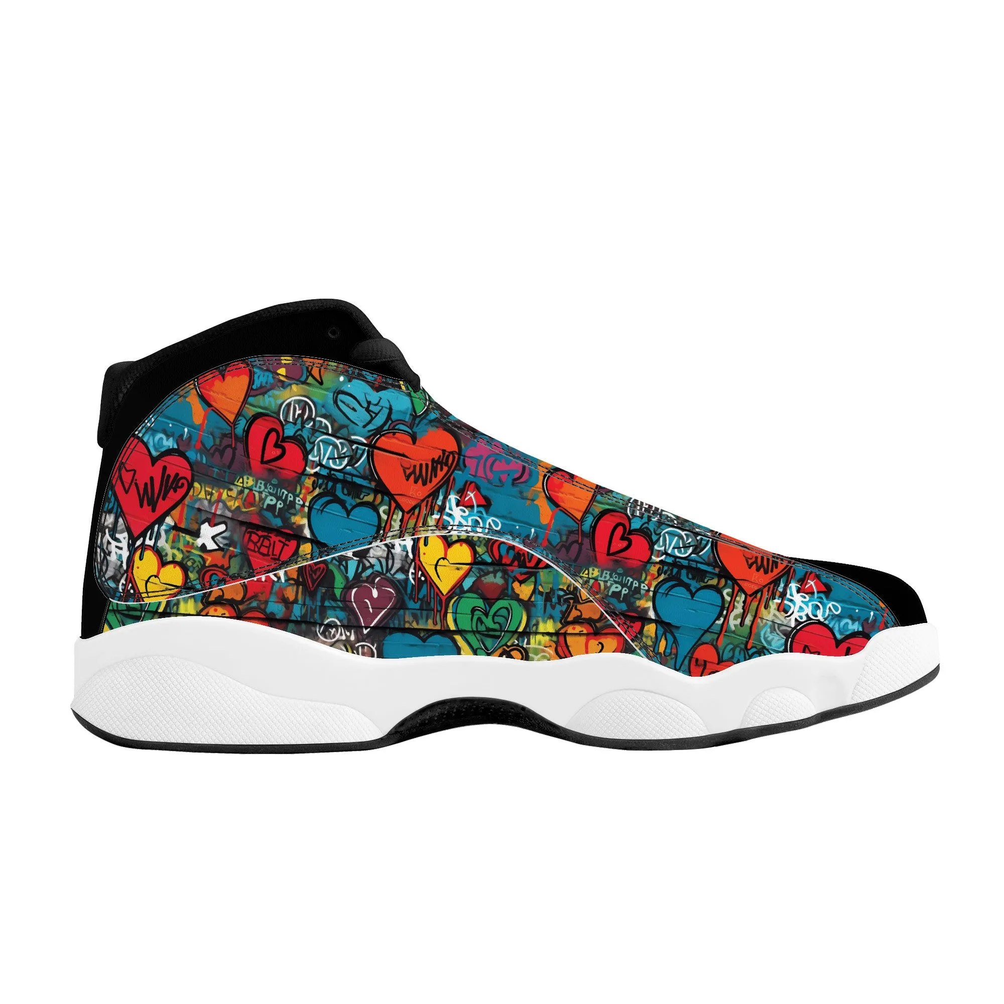 3D Wall Art Graffiti Style Hearts High-Performance Basketball Shoes