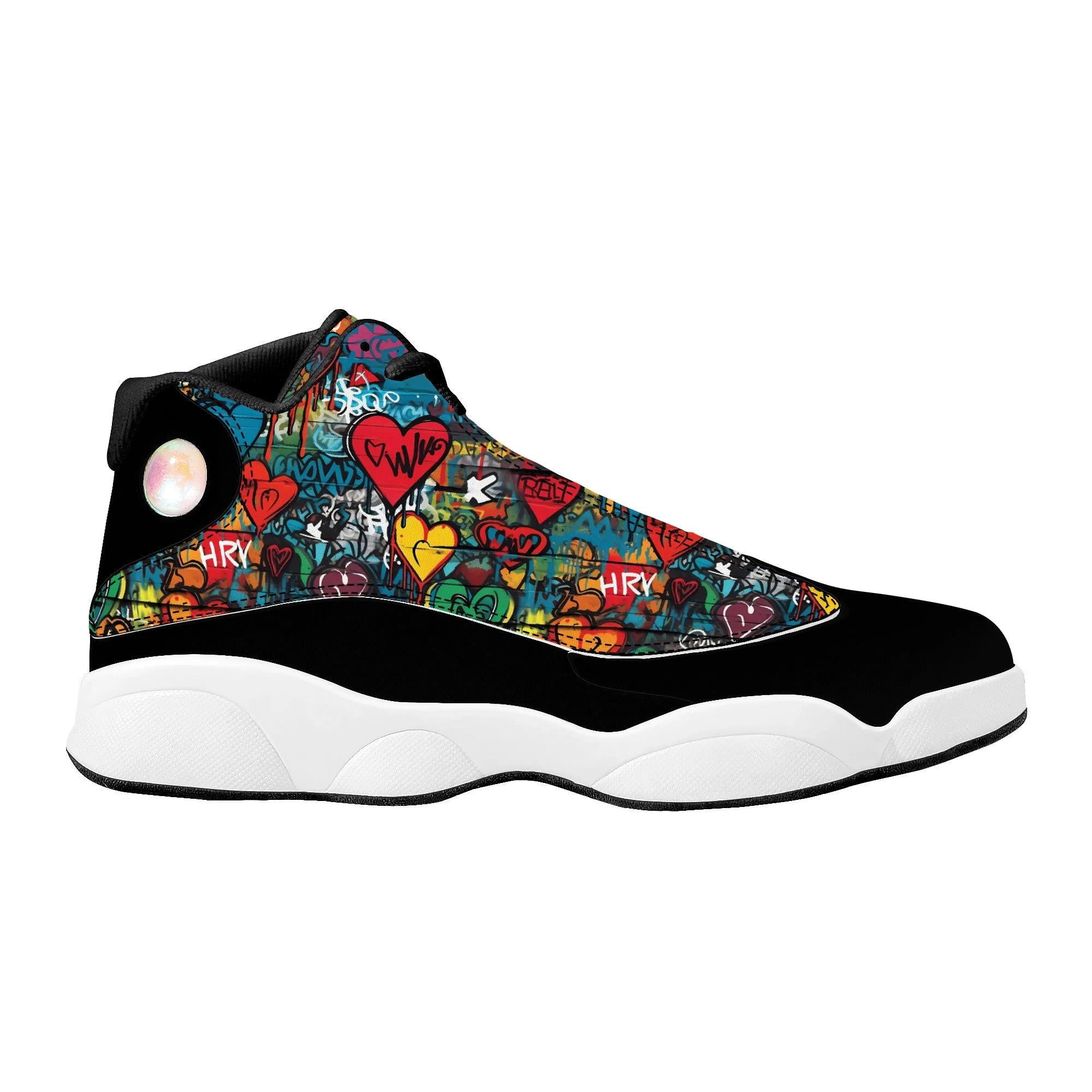 3D Wall Art Graffiti Style Hearts High-Performance Basketball Shoes