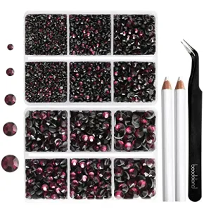 6736pcs Hotfix Rhinestones Flatback,Navy Blue Rhinestones for Crafts Clothes Mixed 5 Sizes, Hotfix Crystals with Tweezers and Wax Pencil Kit, SS6-SS30,Montana