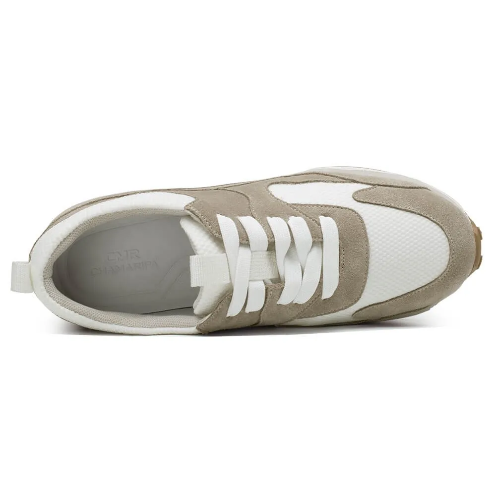 7 CM/2.76 Inches CMR CHAMARIPA Height Increasing Wedge Sneakers for Women - Khaki Elevator Shoes