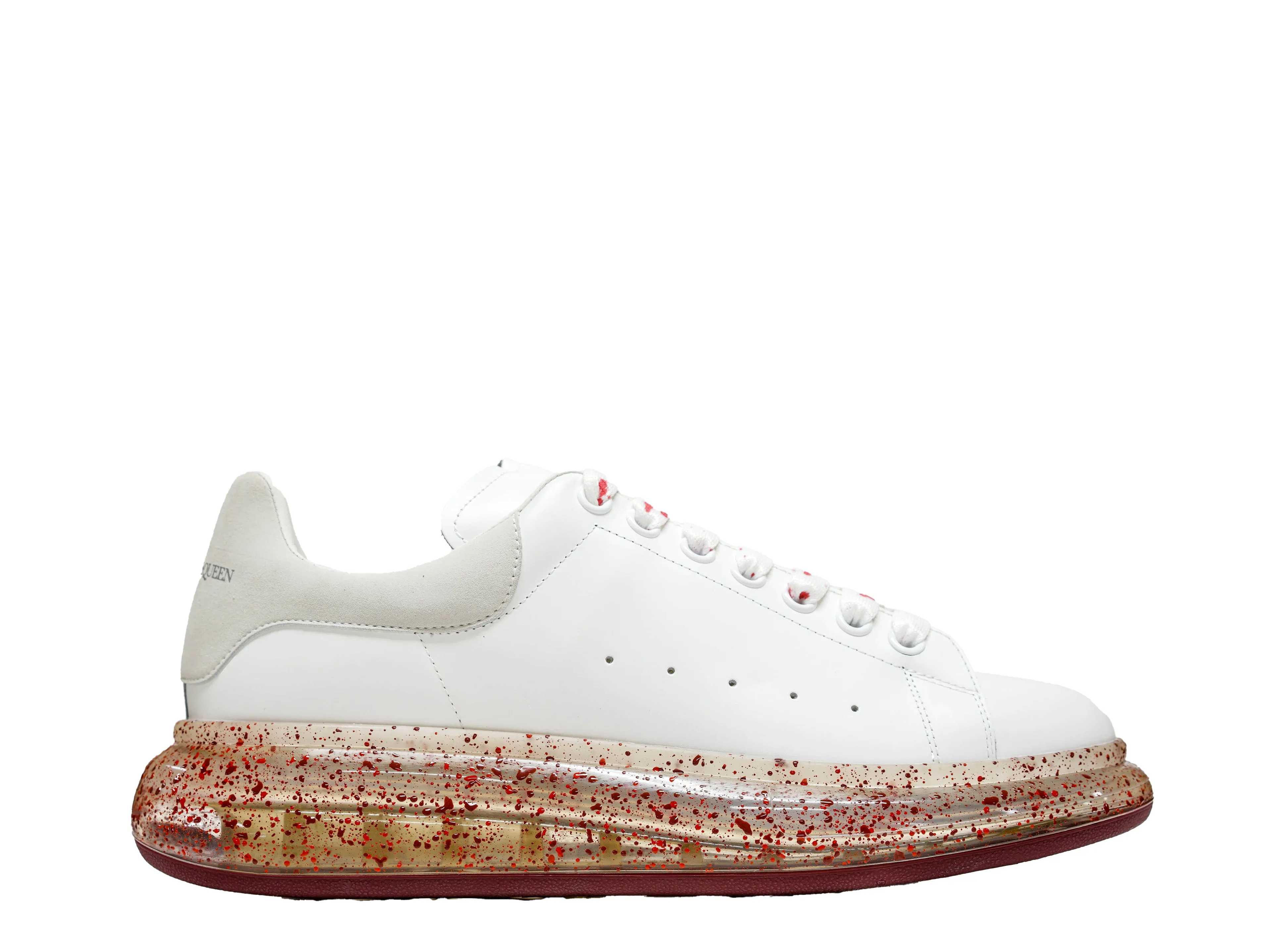 Alexander McQueen Men's White Paint Sneaker 625174