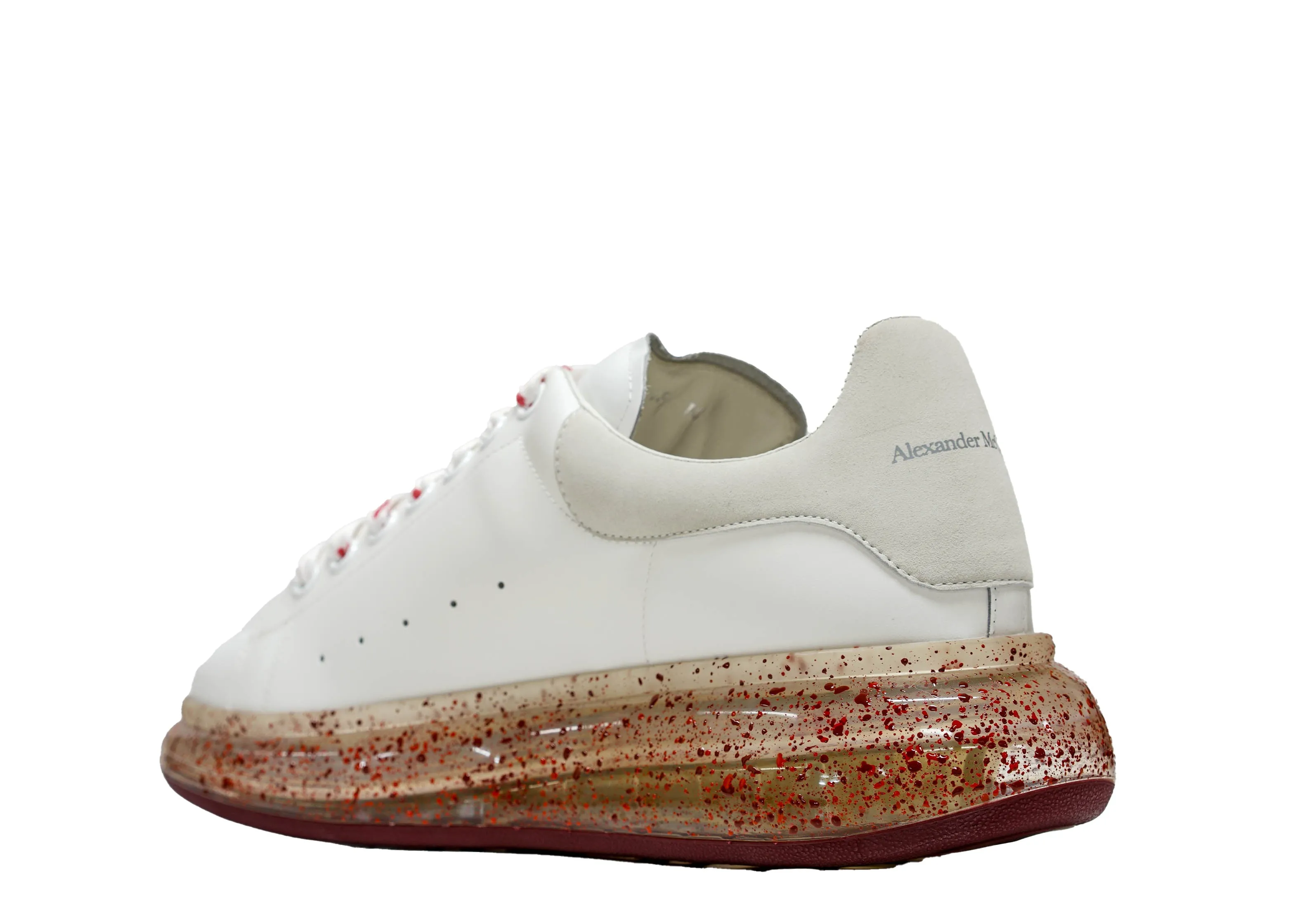 Alexander McQueen Men's White Paint Sneaker 625174