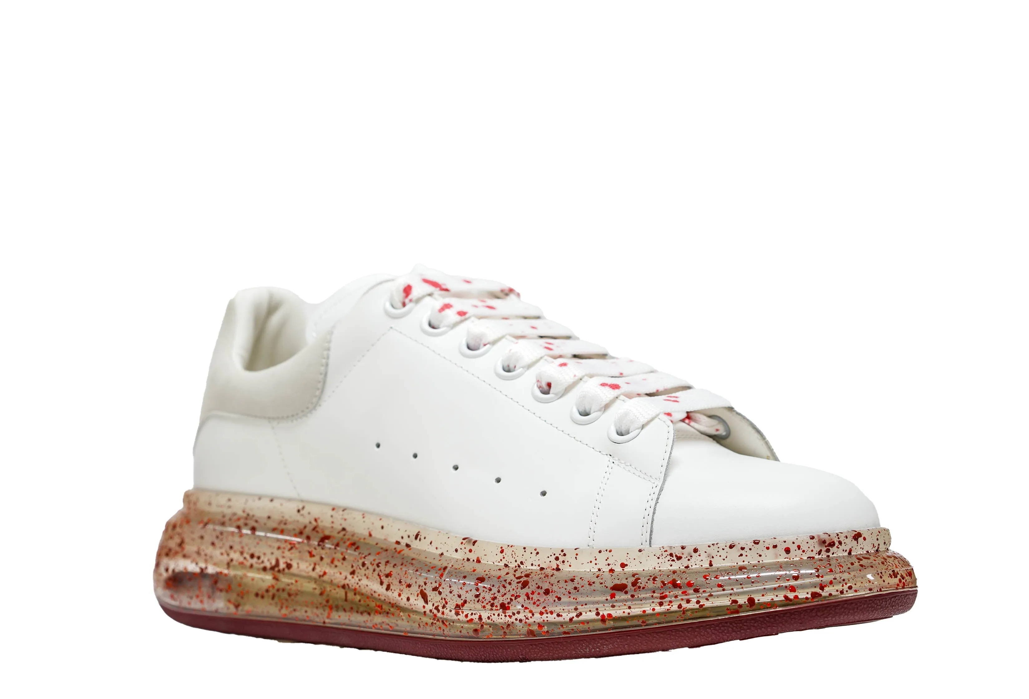 Alexander McQueen Men's White Paint Sneaker 625174