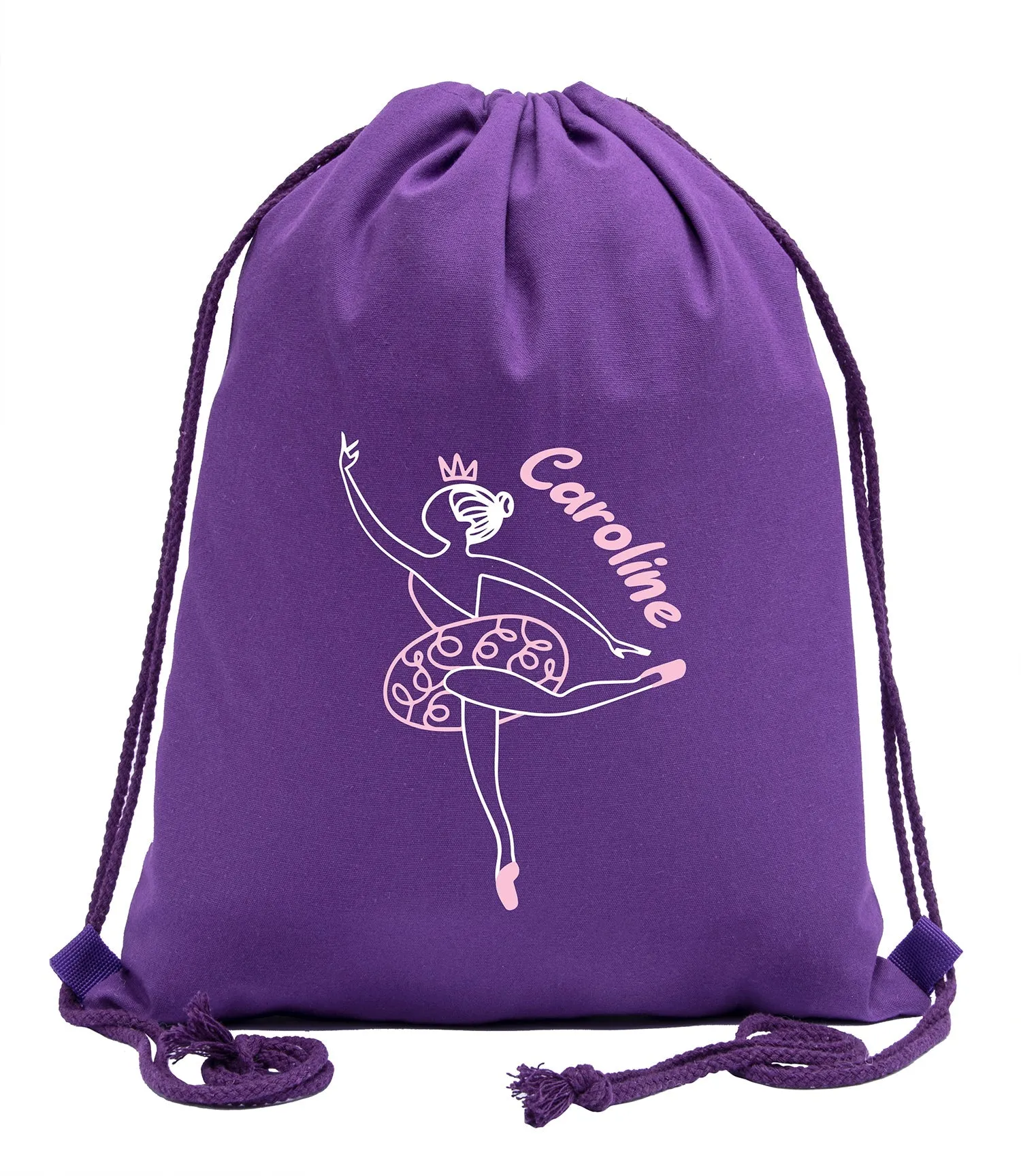 Ballerina Développé Custom Name Cotton Drawstring Bag