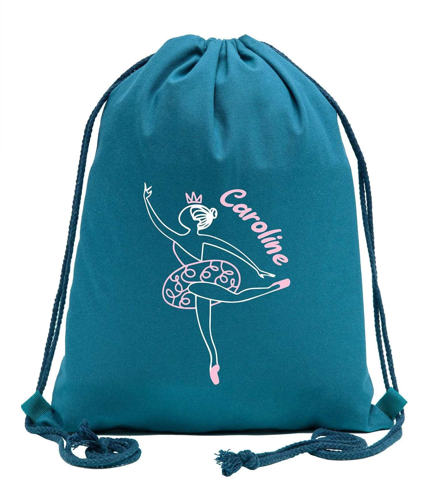 Ballerina Développé Custom Name Cotton Drawstring Bag