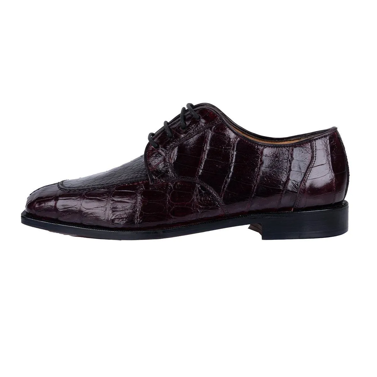Belvedere Formal Lace Ups Croc Embossed Leather Burgundy Colour For Men