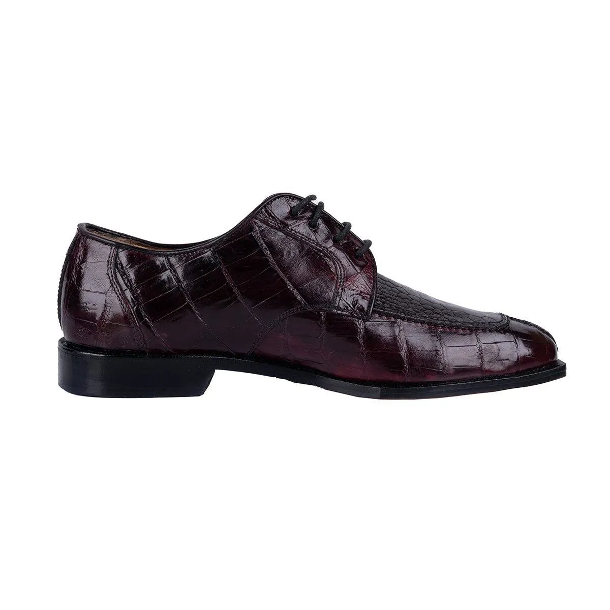 Belvedere Formal Lace Ups Croc Embossed Leather Burgundy Colour For Men