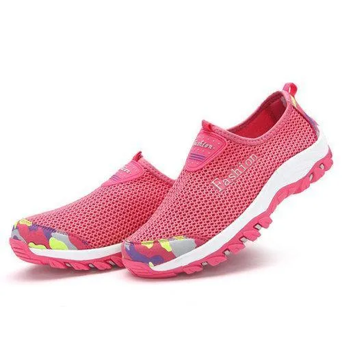 Big Size Mesh Color Blocking Breathable Slip On Casual Outdoor Shoes