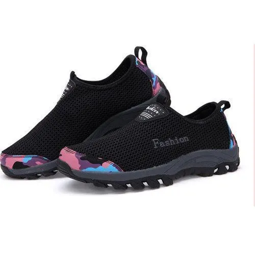 Big Size Mesh Color Blocking Breathable Slip On Casual Outdoor Shoes