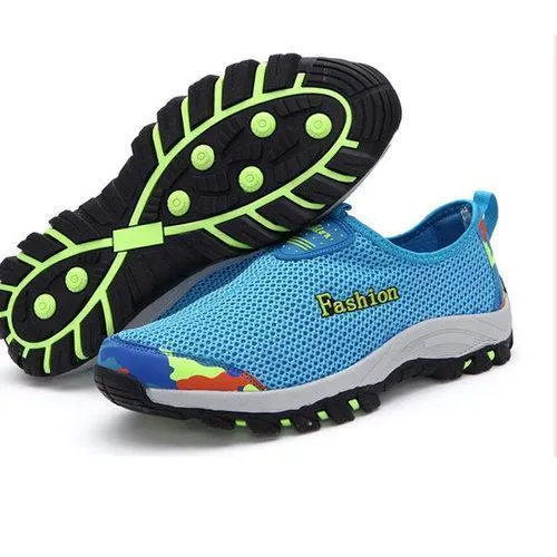 Big Size Mesh Color Blocking Breathable Slip On Casual Outdoor Shoes