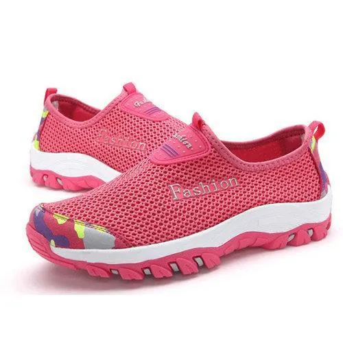 Big Size Mesh Color Blocking Breathable Slip On Casual Outdoor Shoes