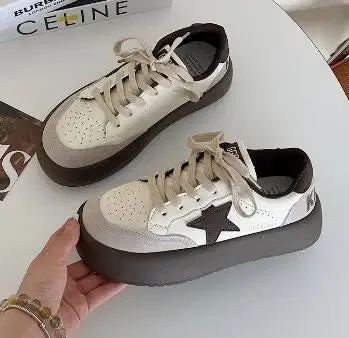 binfenxie  -   Round Toe Shoes Woman Clogs Platform Autumn Casual Female Sneakers New Cross Creepers Retro Fall Winter Basic Lac
