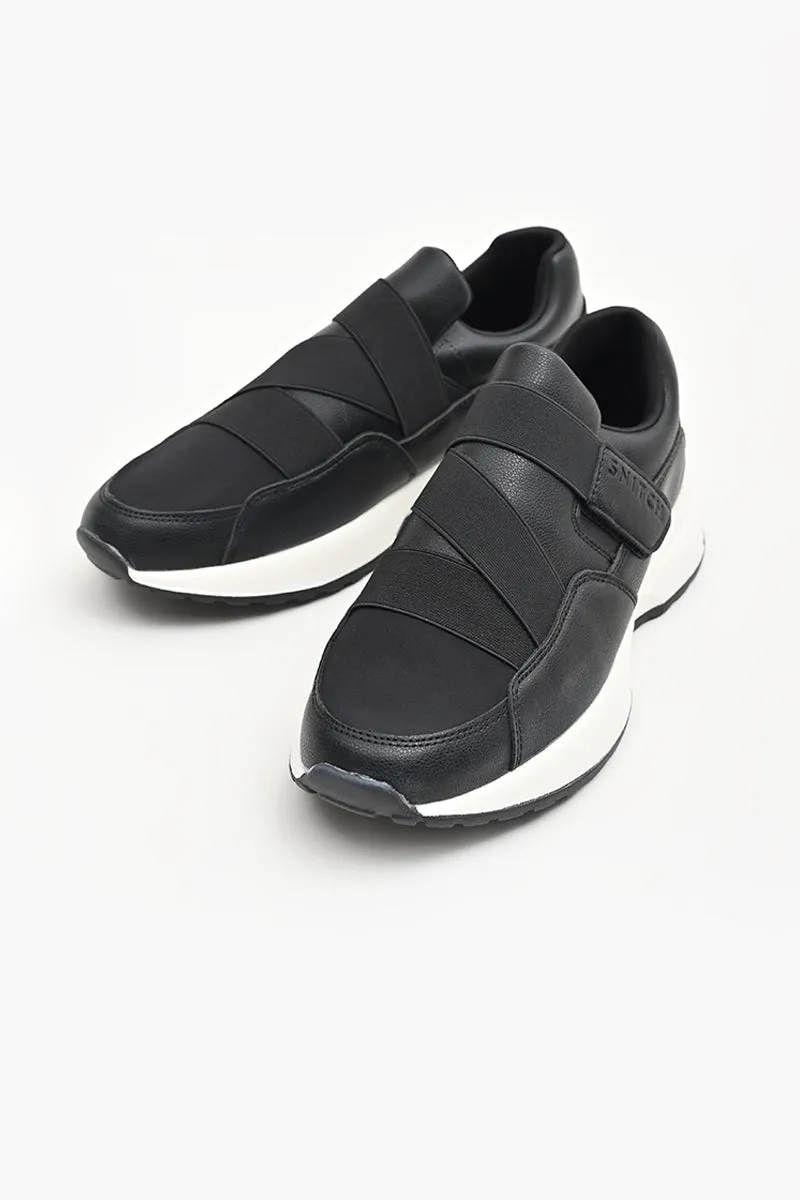 Black Solid Sneakers