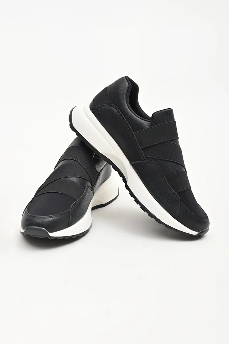 Black Solid Sneakers