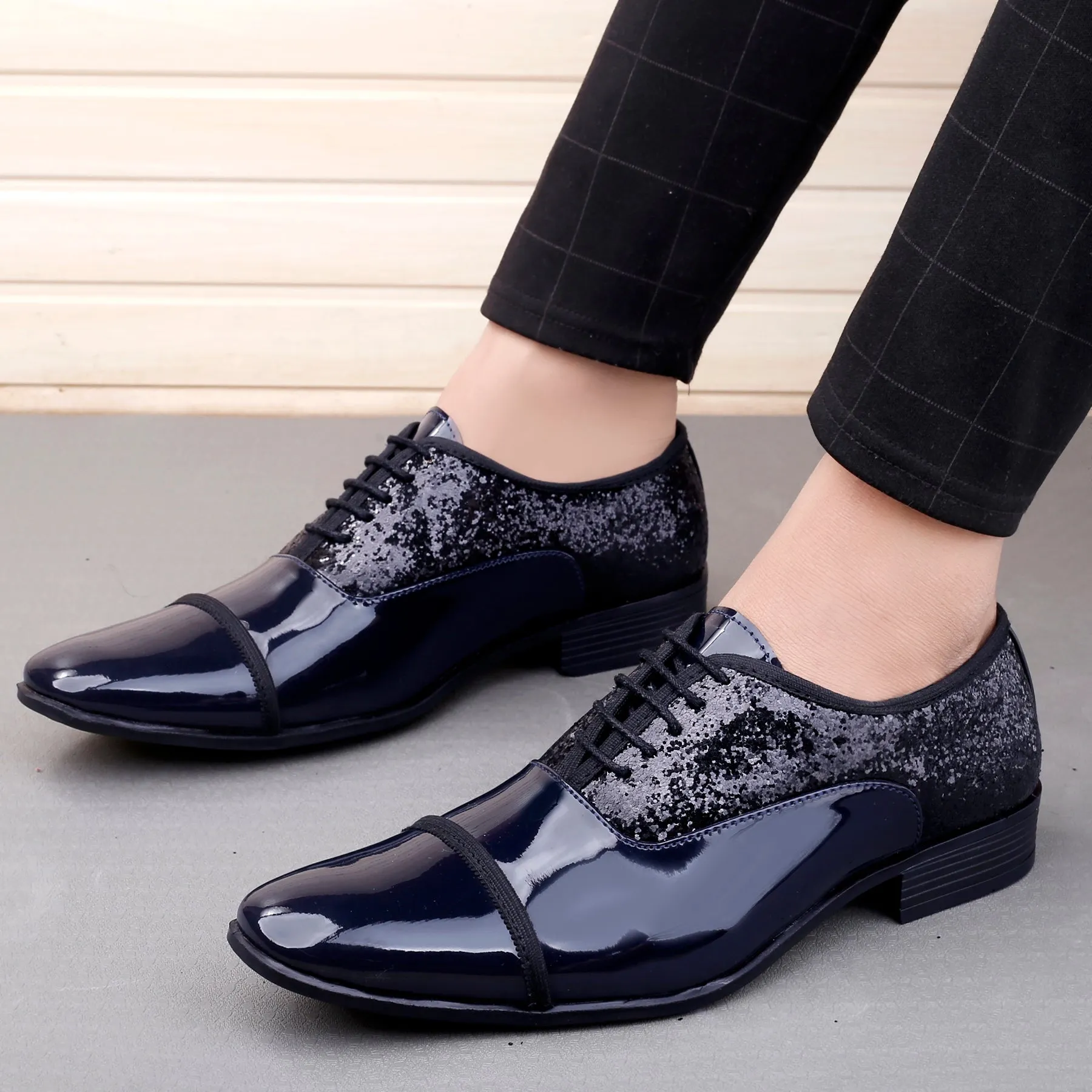 Bxxy's Faux Leather Partywear Lace-up Formal Shoes for Men