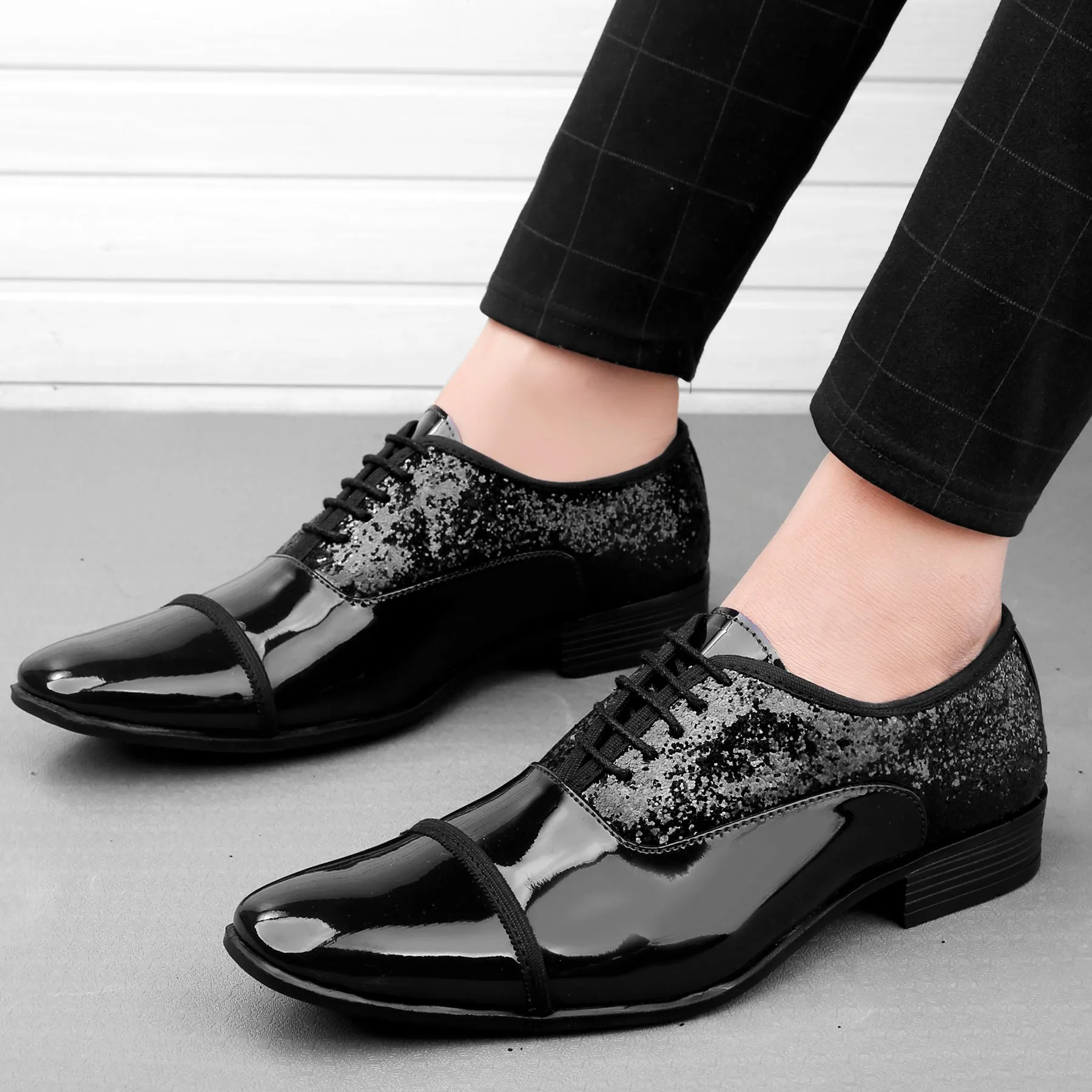 Bxxy's Faux Leather Partywear Lace-up Formal Shoes for Men