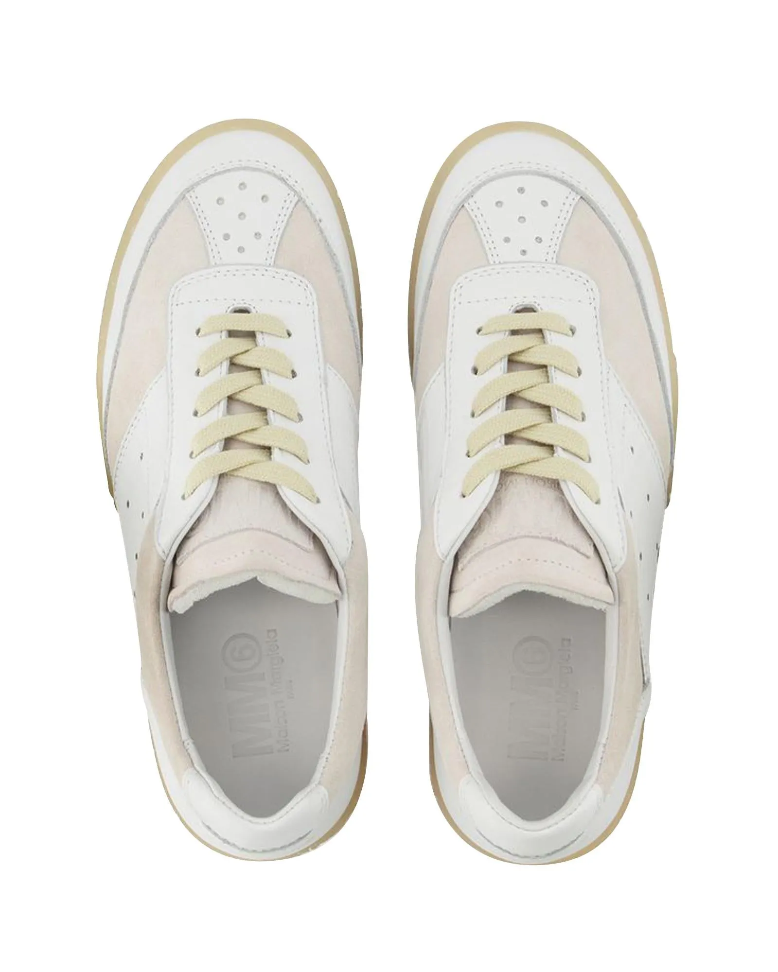 Contrasting Patch Sneakers in Smooth Calfskin