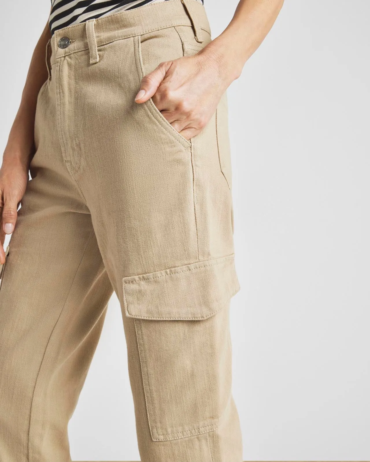 Crop Denim Cargo Pant