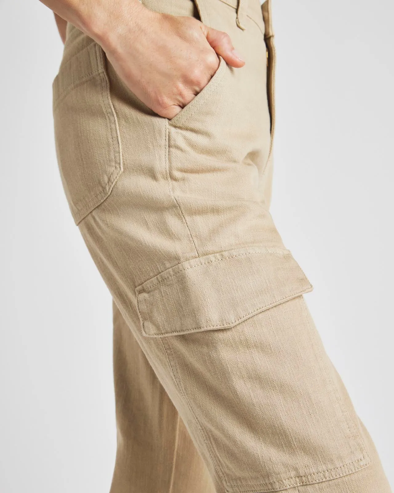 Crop Denim Cargo Pant