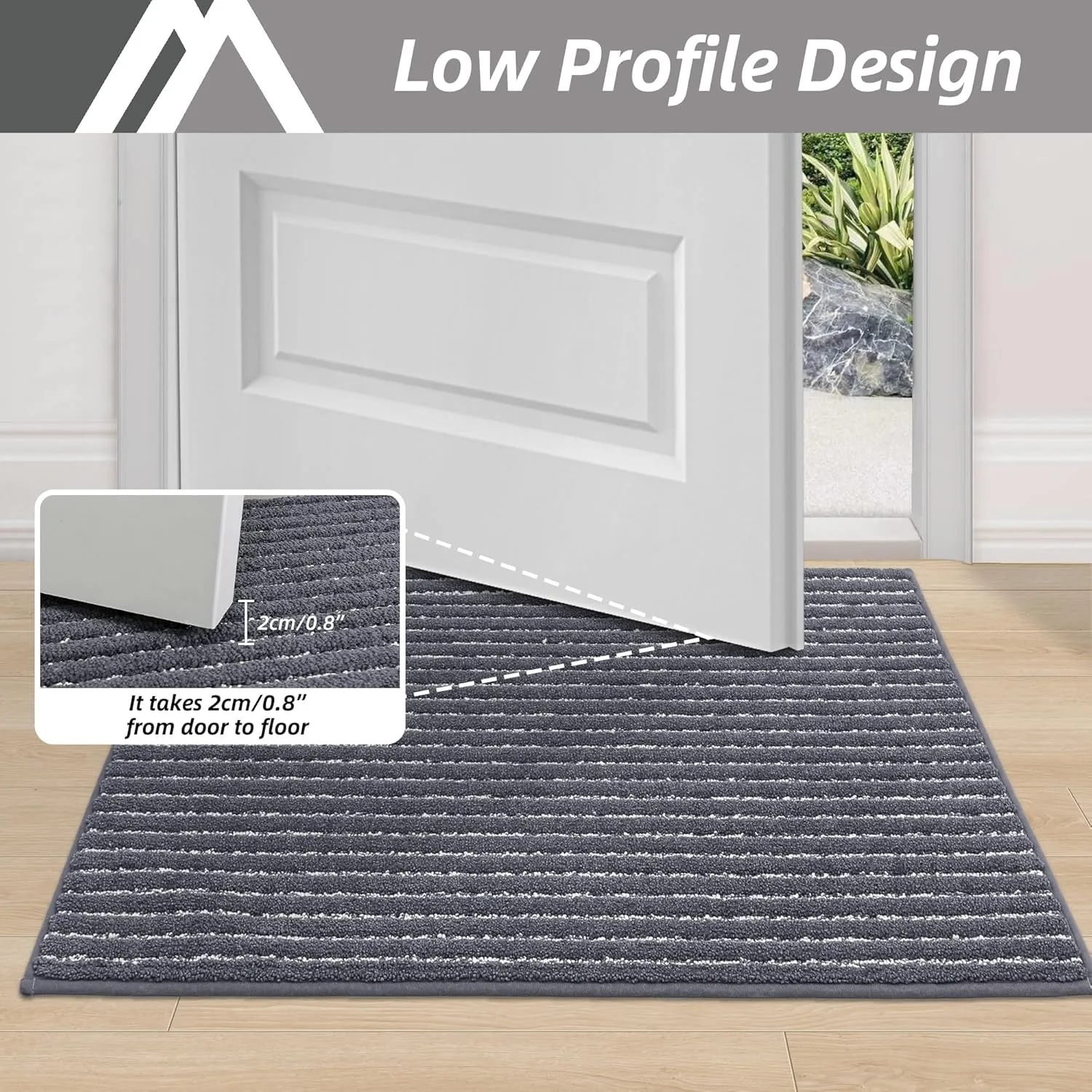 Dark Grey Indoor Door Mat 20"x32" - Absorbent, Anti-Slip Rug for Wet Shoes & Paws