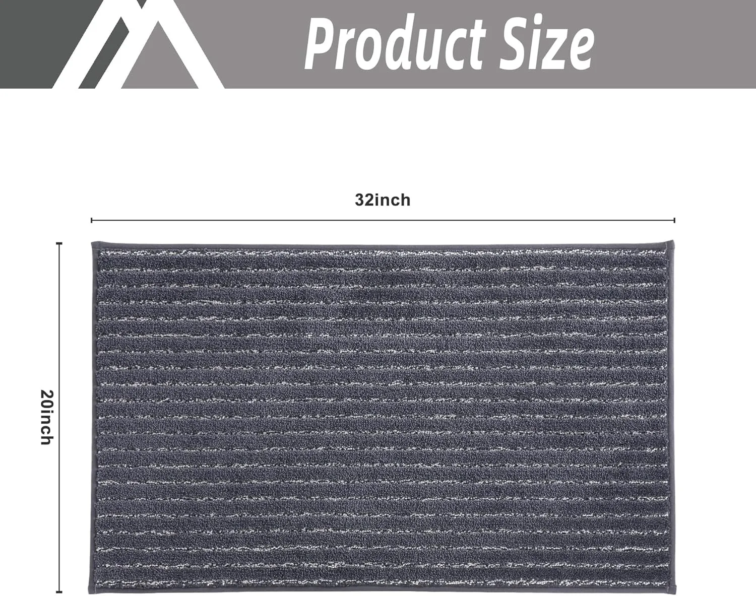 Dark Grey Indoor Door Mat 20"x32" - Absorbent, Anti-Slip Rug for Wet Shoes & Paws