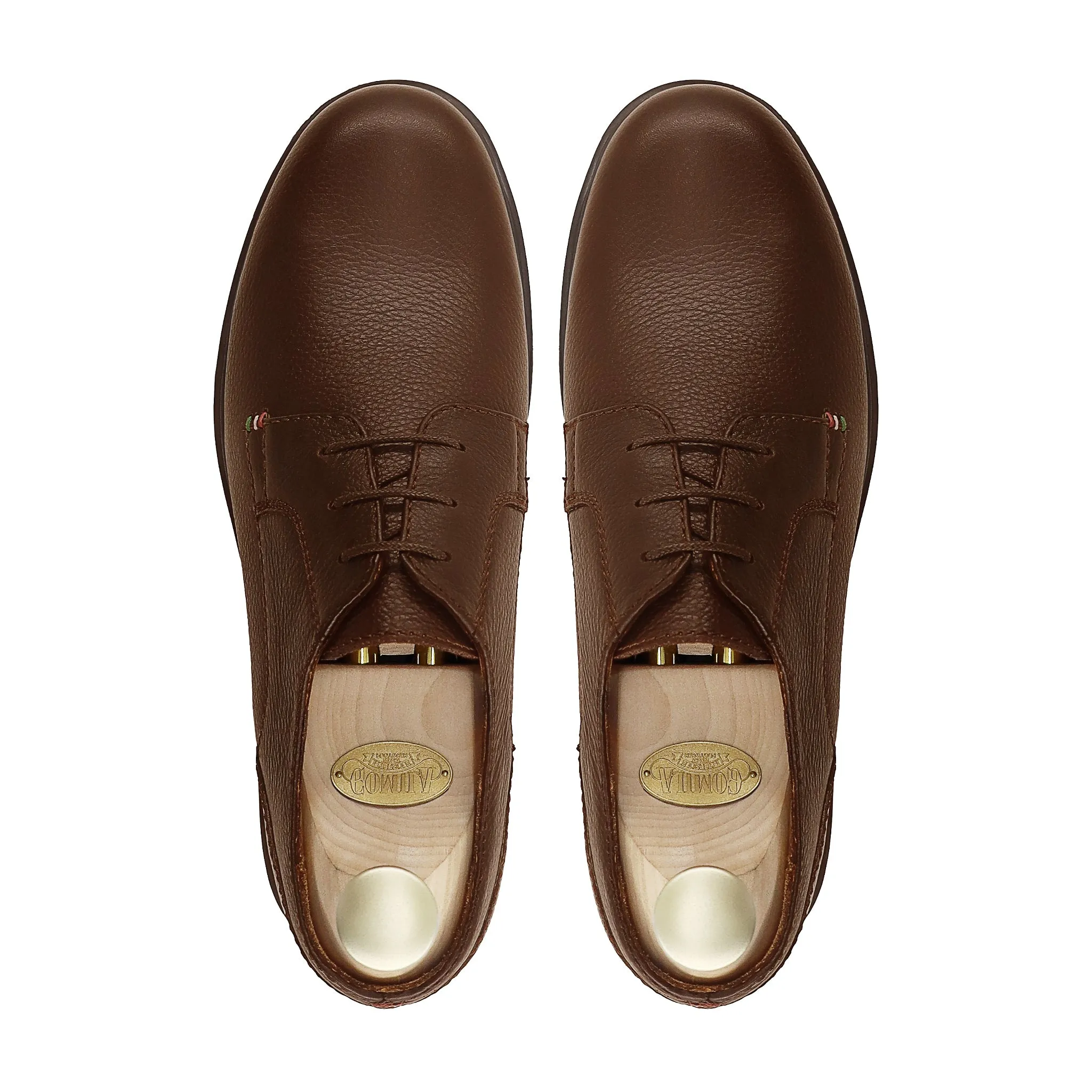 Demian - Men's Brown Pebble Grain Derby Shoe