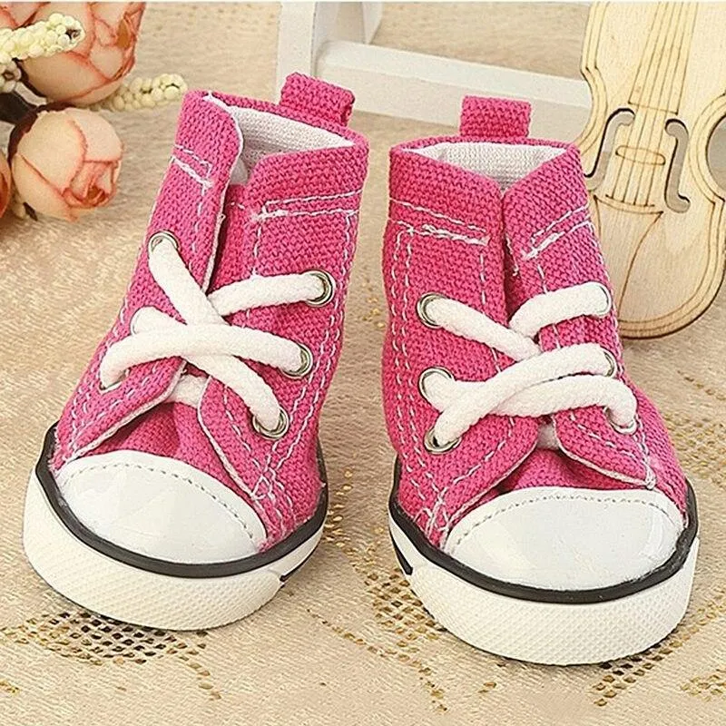 Denim Laces Dog Puppy Sneaker Canvas Shoes