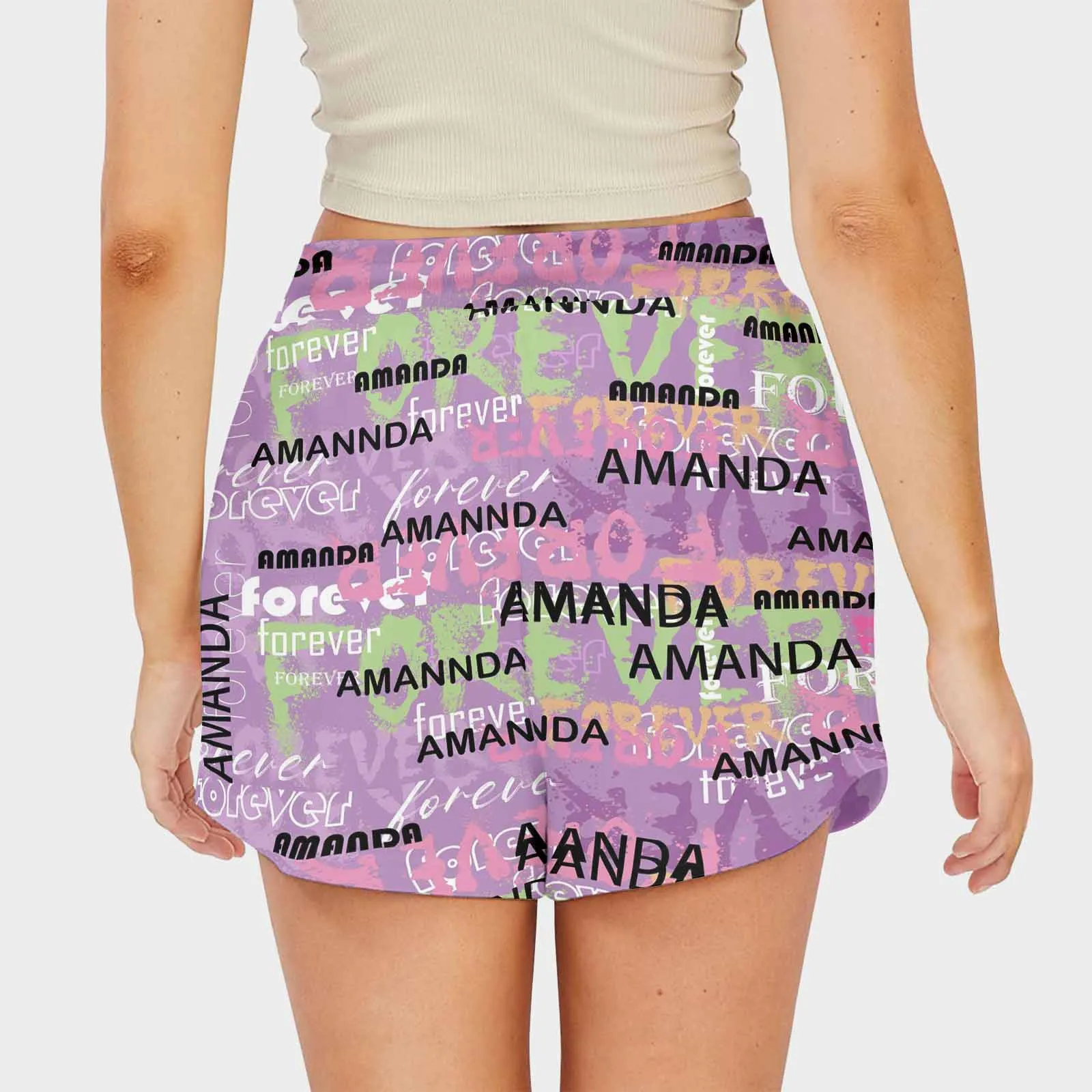 Design Name Purple Women's Personalized Mid-Length Board Shorts Swim Trunks Made for You Custom Shorts Gift