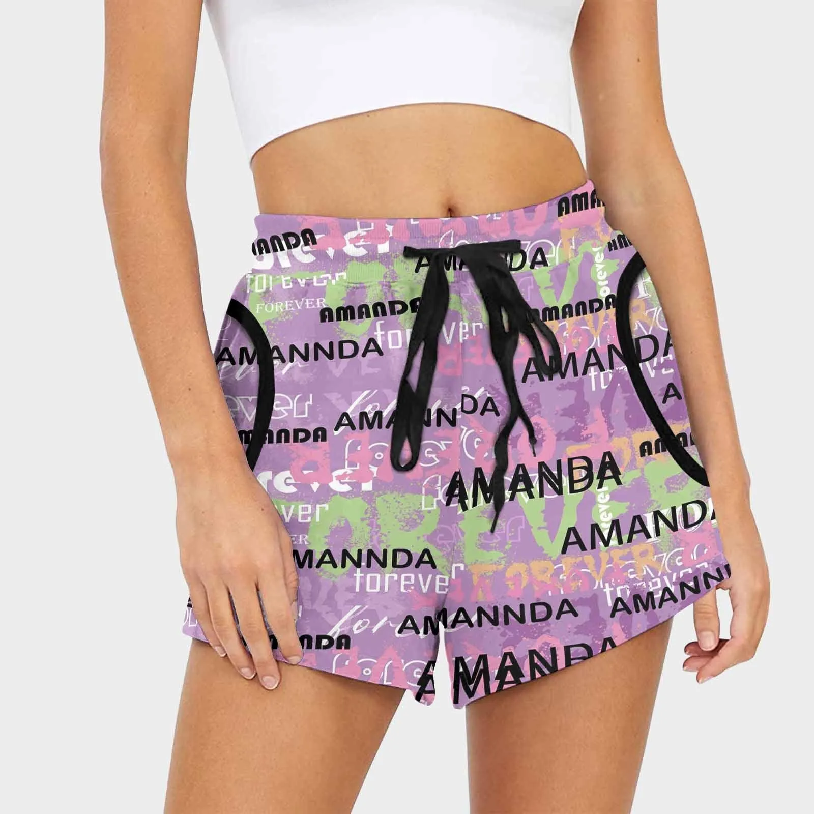 Design Name Purple Women's Personalized Mid-Length Board Shorts Swim Trunks Made for You Custom Shorts Gift