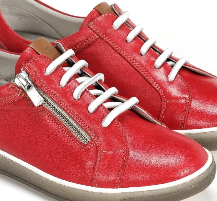 Dorking Women's Karen Lace & Zip Sneakers- Rojo/ Camel