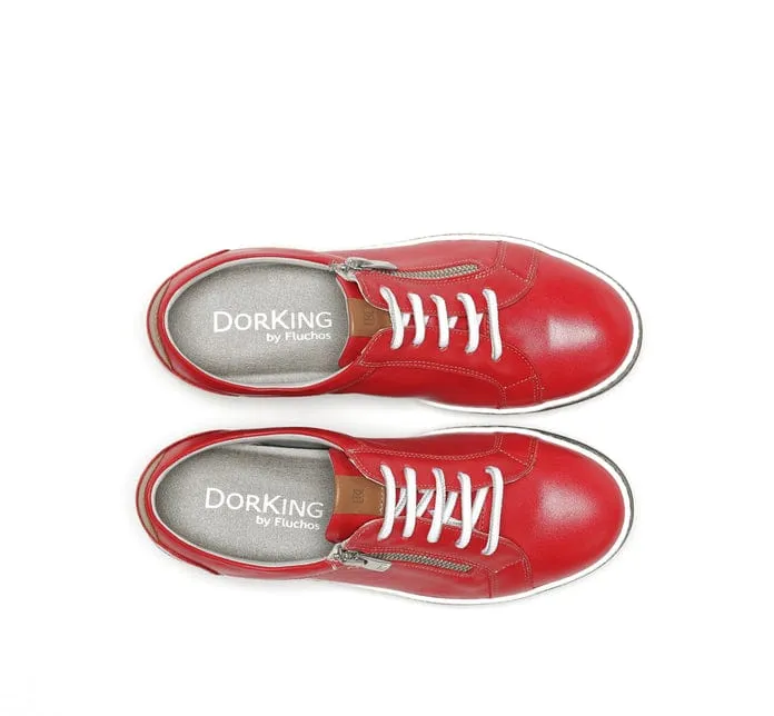 Dorking Women's Karen Lace & Zip Sneakers- Rojo/ Camel