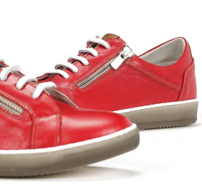 Dorking Women's Karen Lace & Zip Sneakers- Rojo/ Camel