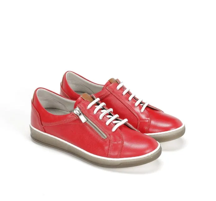 Dorking Women's Karen Lace & Zip Sneakers- Rojo/ Camel