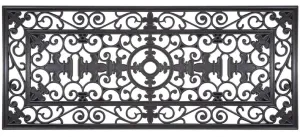 Fleur De Lis Wide Wrought Iron Welcome Rubber Mat