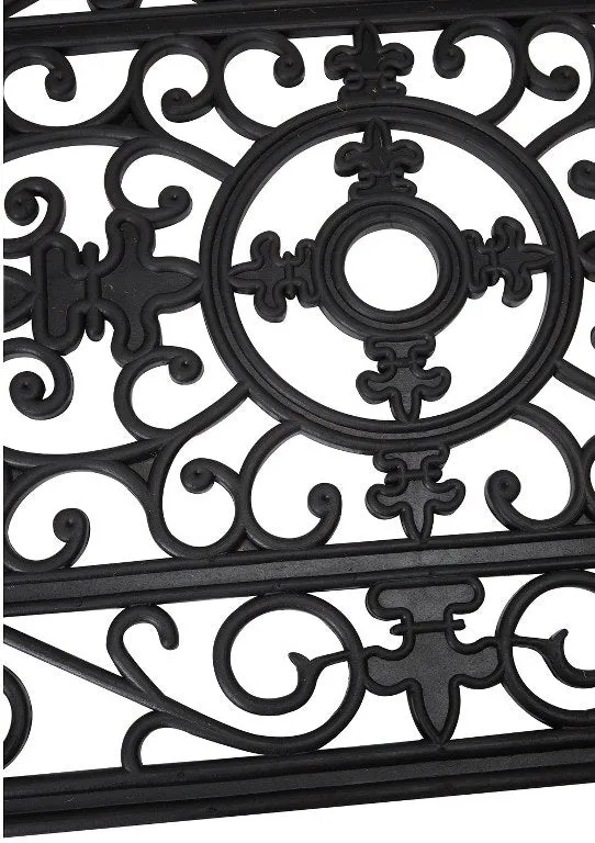 Fleur De Lis Wide Wrought Iron Welcome Rubber Mat
