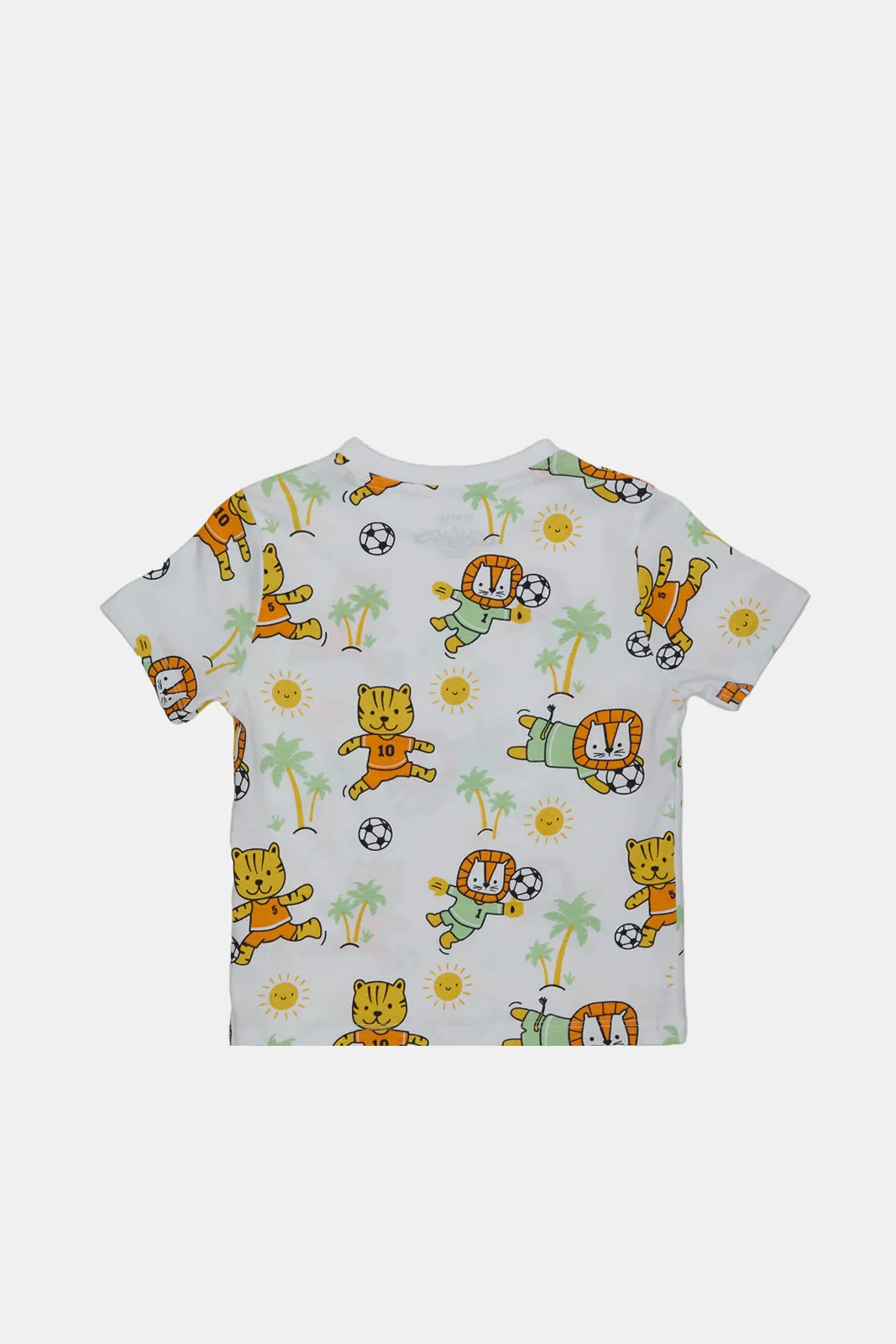Infant Boys White Printed T-Sirt