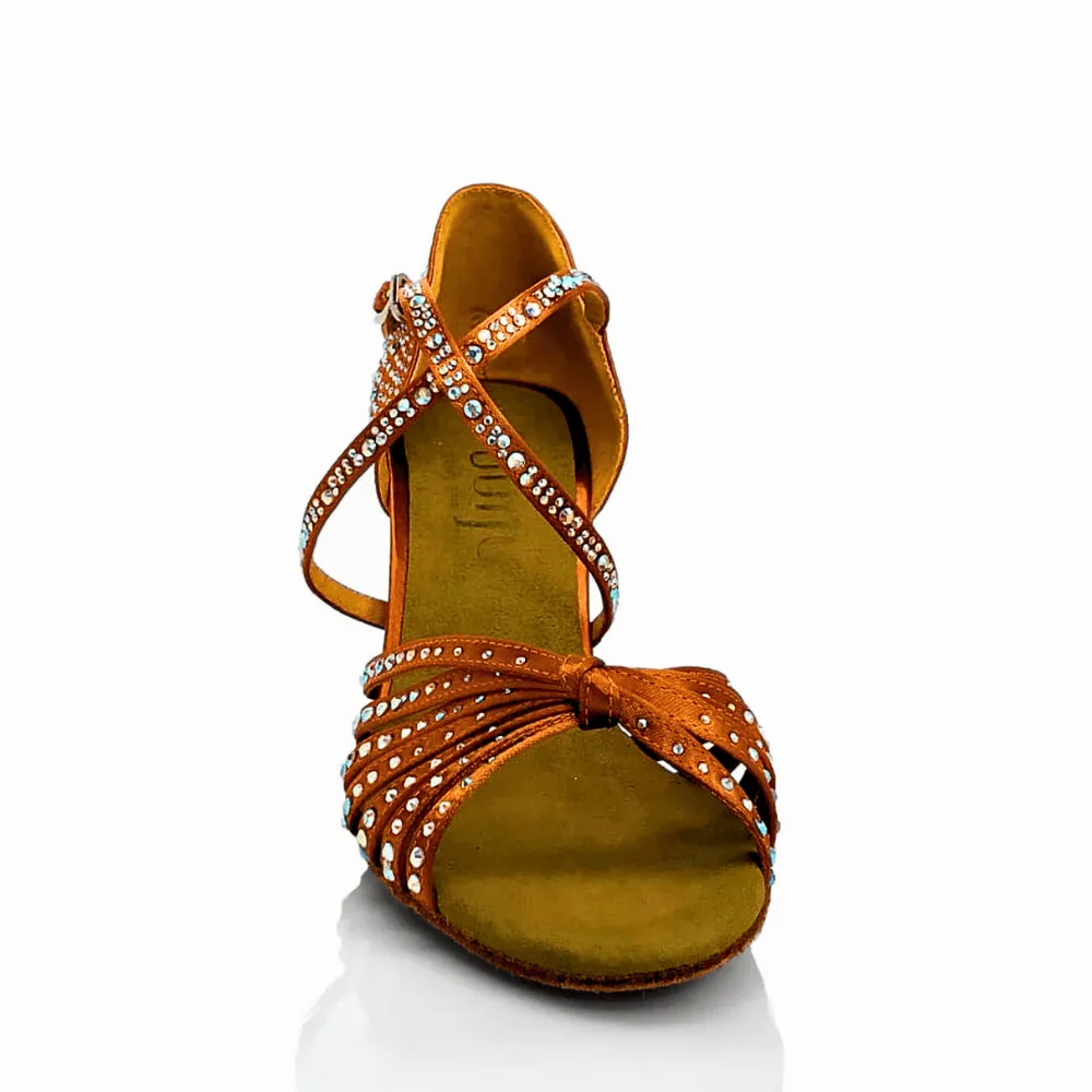 Jewel - Strappy Knot Crystal 3.5" Latin Performance Dance Shoes (Suede Sole)
