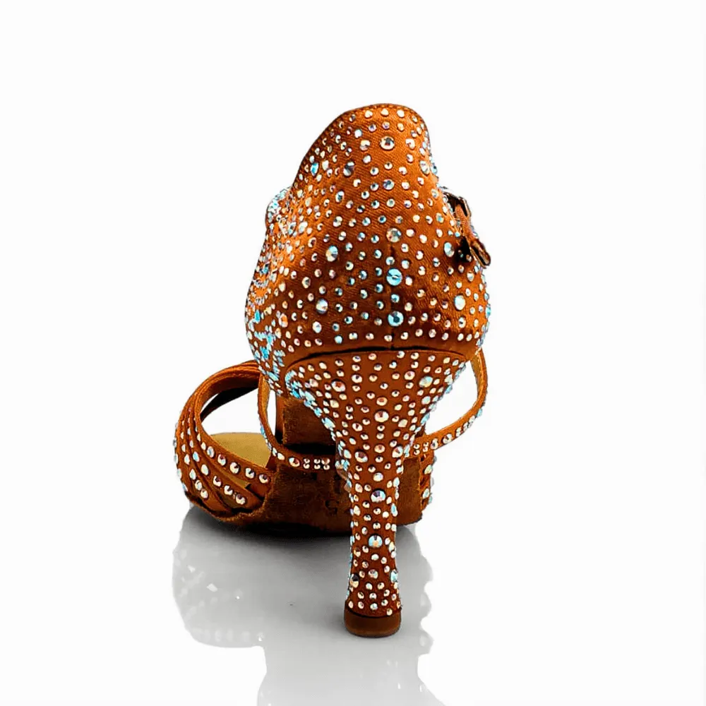 Jewel - Strappy Knot Crystal 3.5" Latin Performance Dance Shoes (Suede Sole)