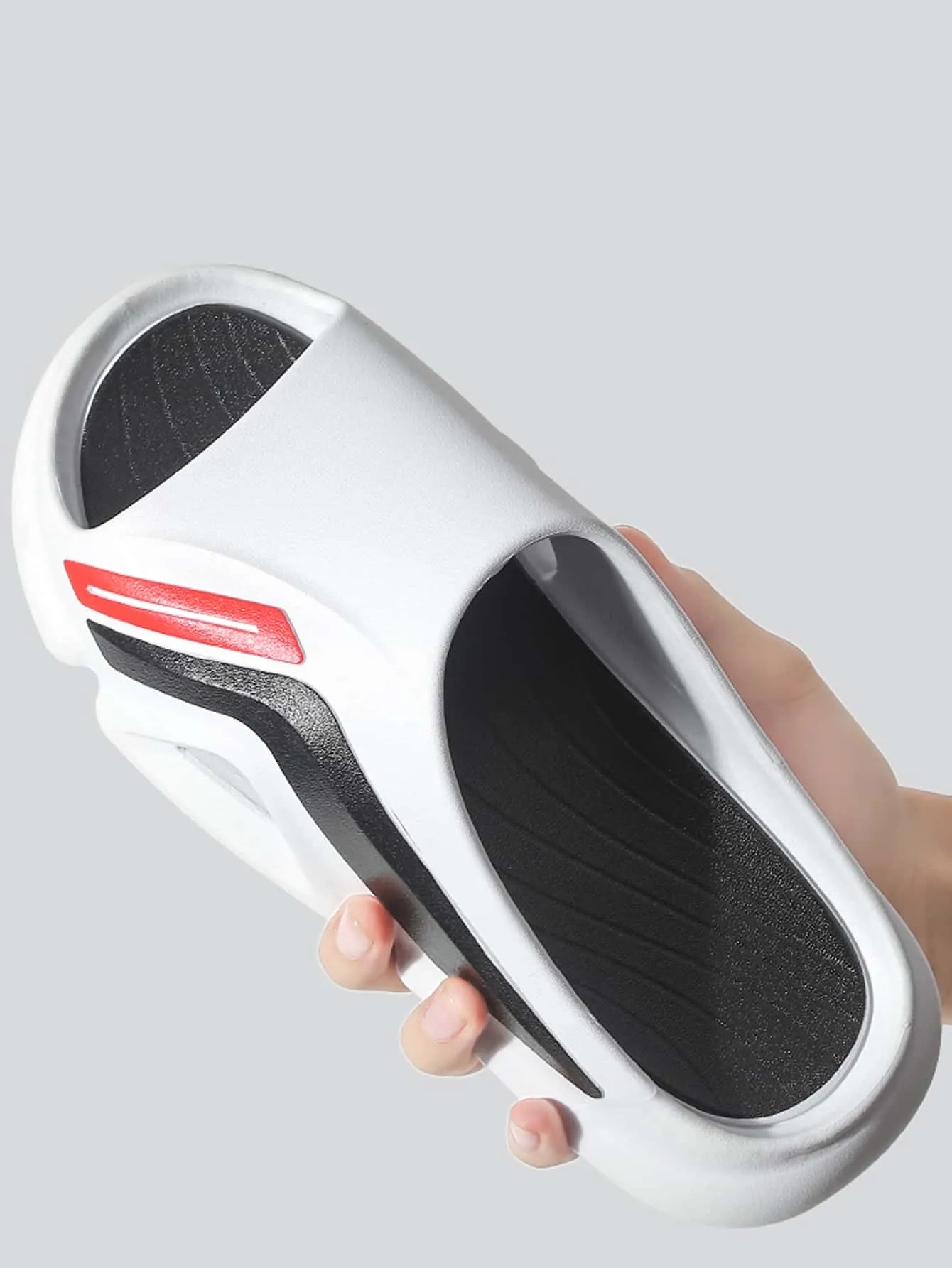 Men Color Block Single Band Slides, Casual Outdoor EVA Slippers