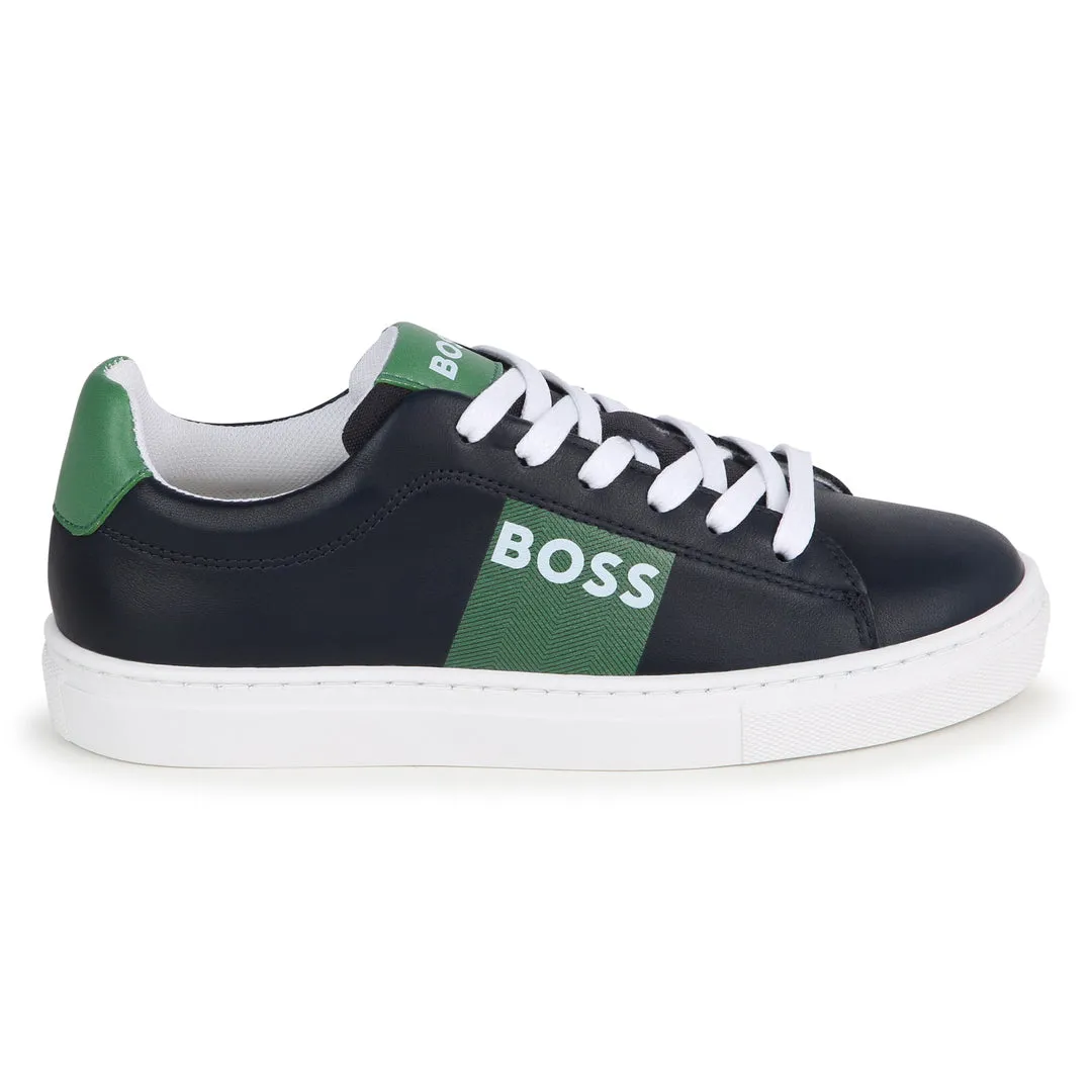 Navy & Green Logo Sneakers