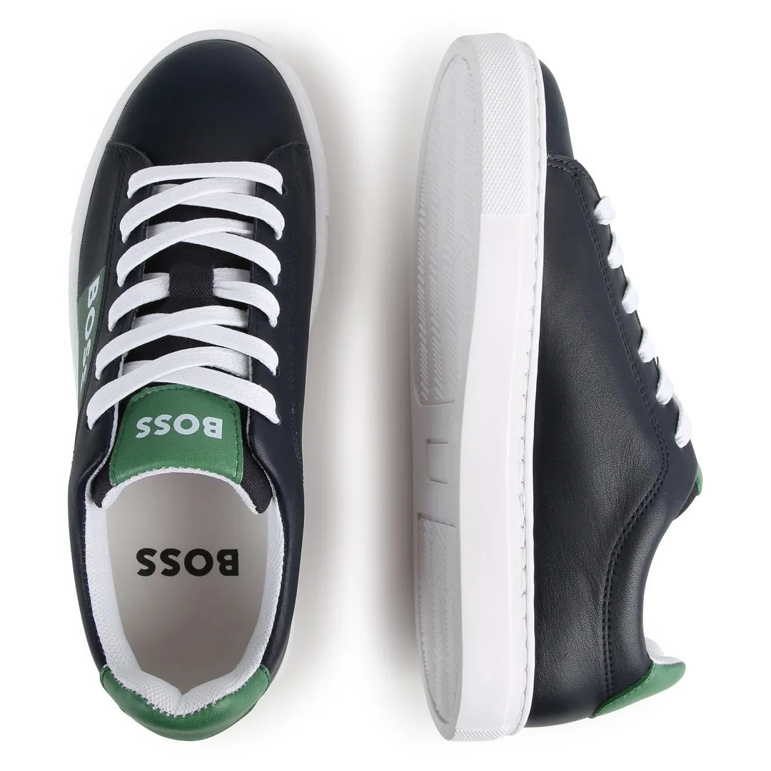 Navy & Green Logo Sneakers