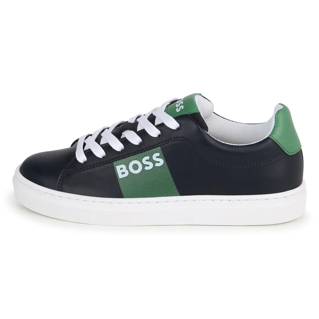 Navy & Green Logo Sneakers
