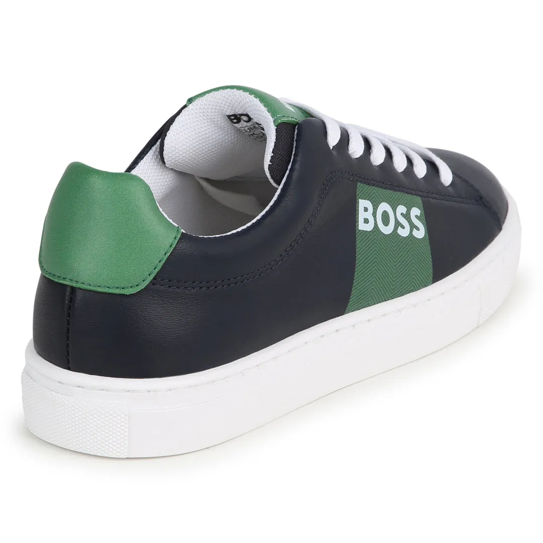 Navy & Green Logo Sneakers
