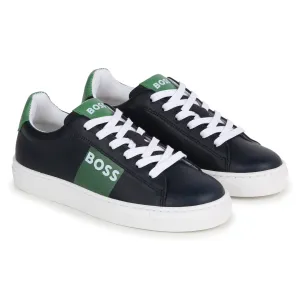Navy & Green Logo Sneakers