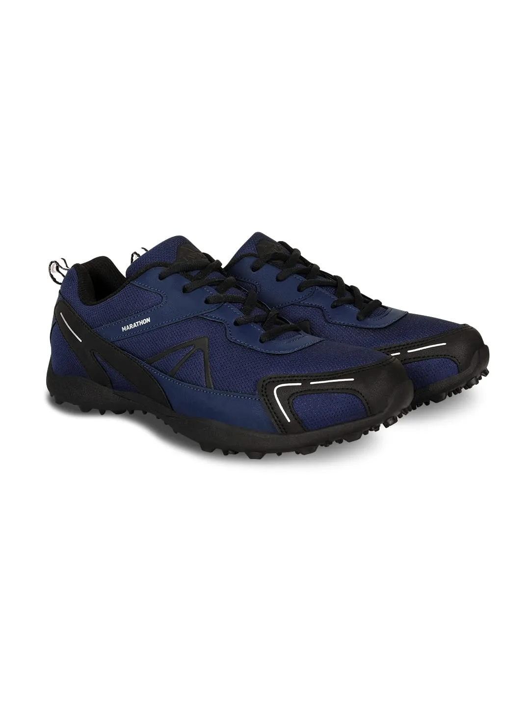 Nivia Men Marathon Running Shoe For Mens | Rubber Outsole With Breathable Mesh Upper With Pvc Synthetic Leather | Die Cut N.R E.Va Sockliner | Ideal For Trail Running (Navy Blue)